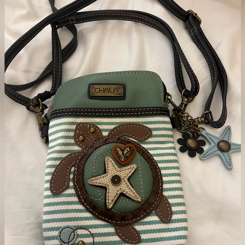 Chala Mint and Brown Turtle Crossbody Bag